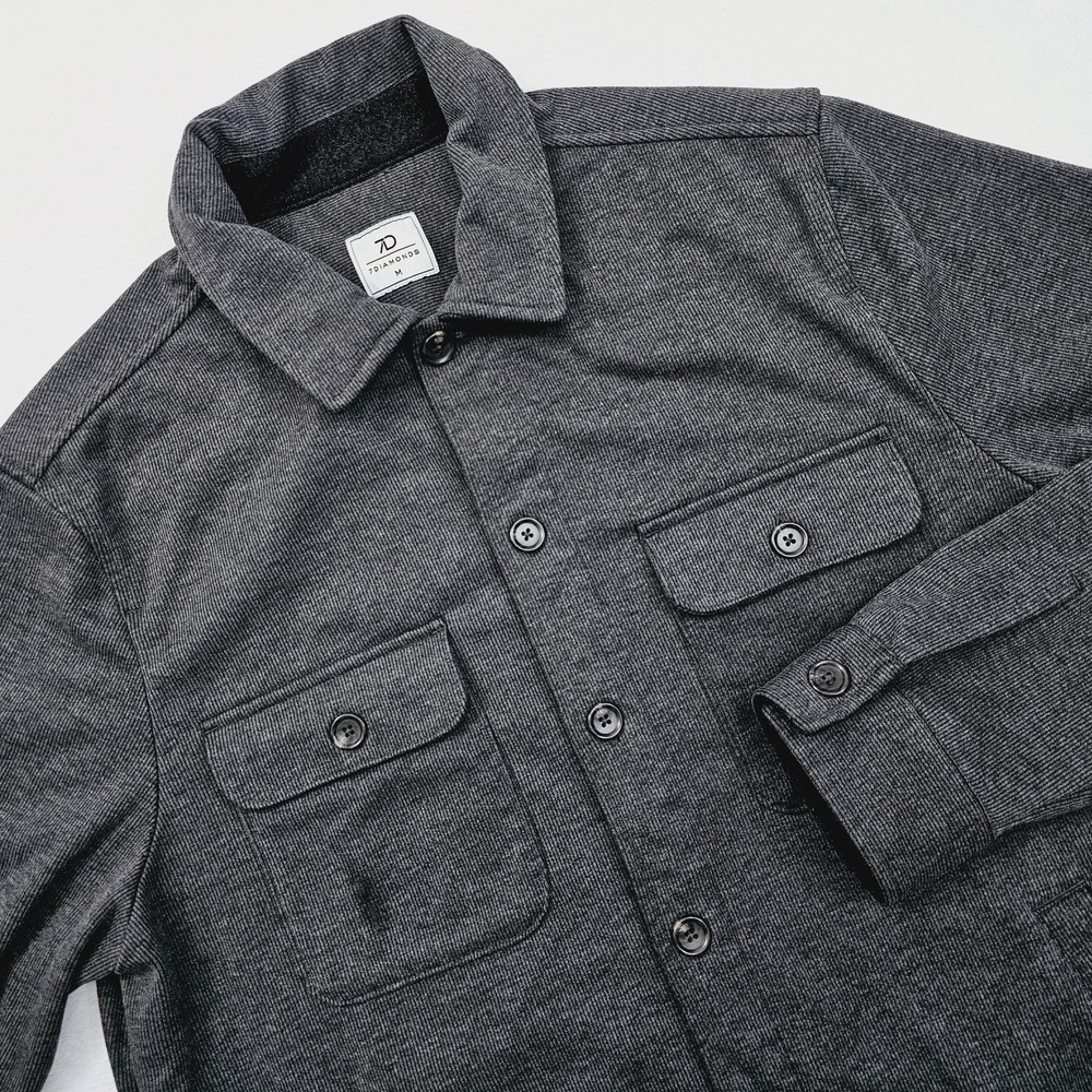 7 Diamonds Shacket Mens Medium‎ Grey Button Up Shirt Jacket